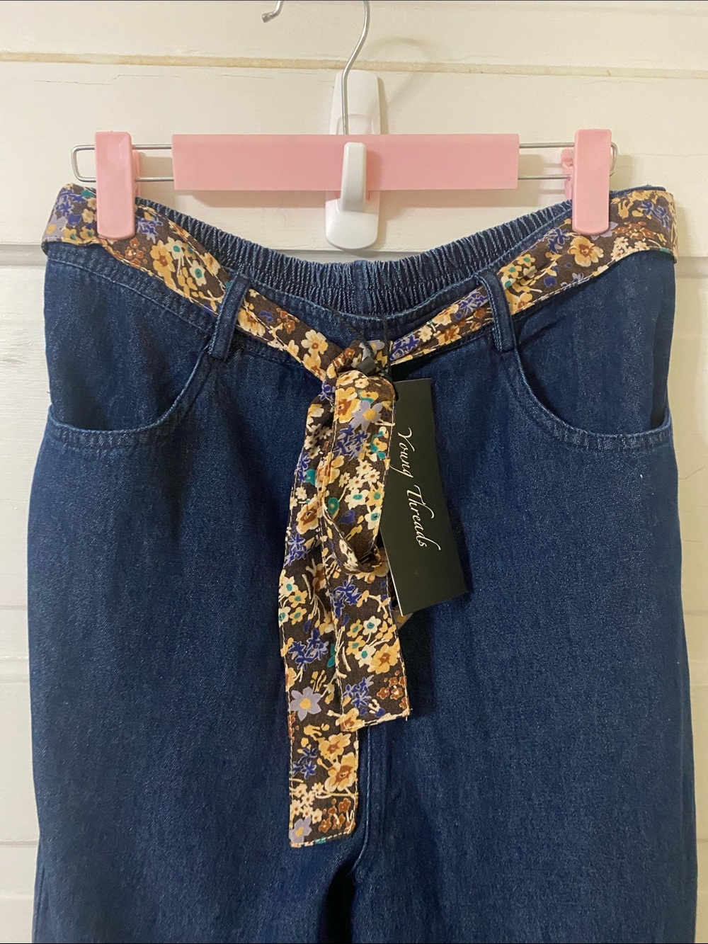 Young Threads Mixed Print Denim Wide-Leg Pants — Size M (NWT) - Picture 3 of 6